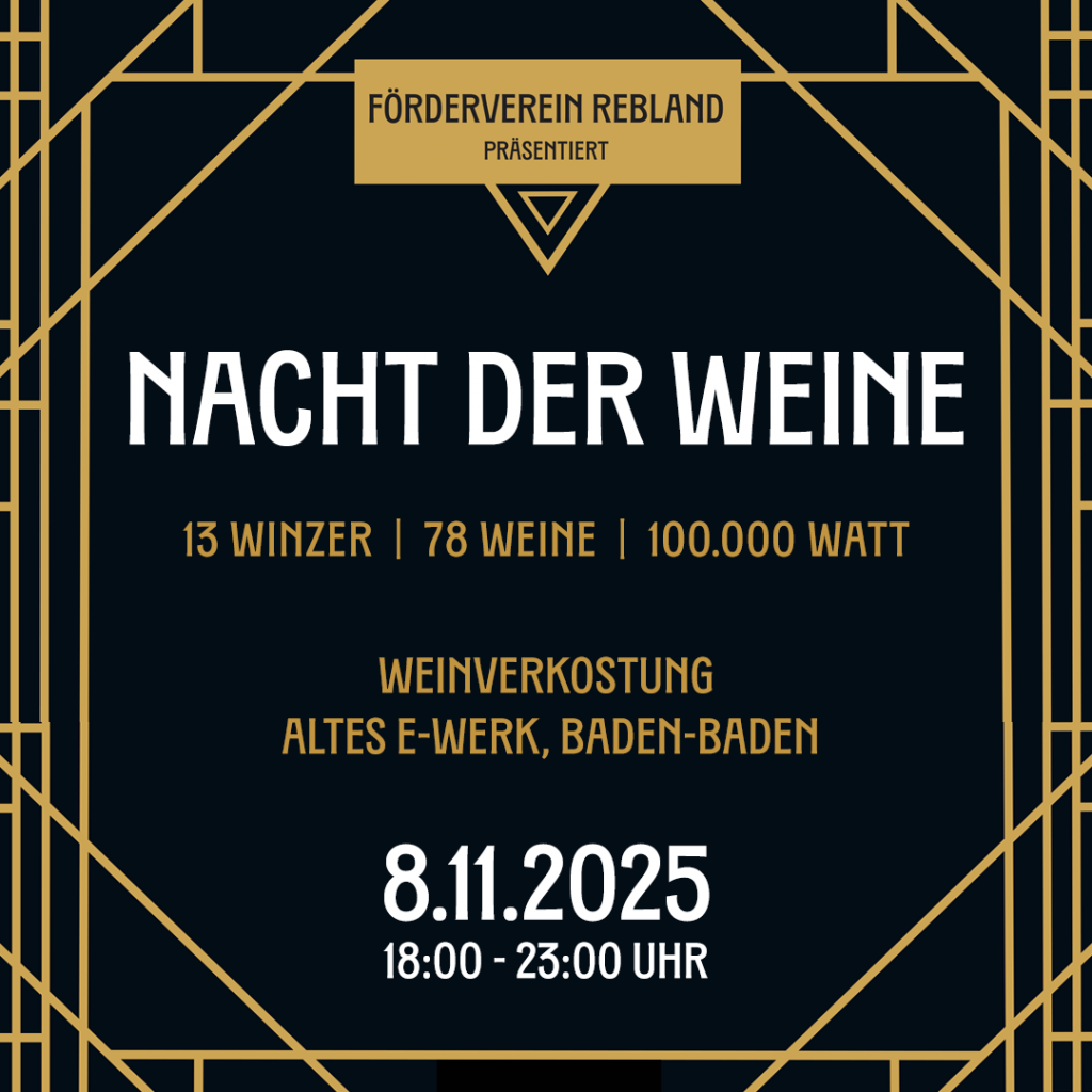 Veranstaltung - Nacht der Weine 2025, am 8.11.2025, Altes E-Werk, Weinverkostung von 18:00 bis 23:00 Uhr . 13 Winzer , 78 Weine , 100.000 Watt